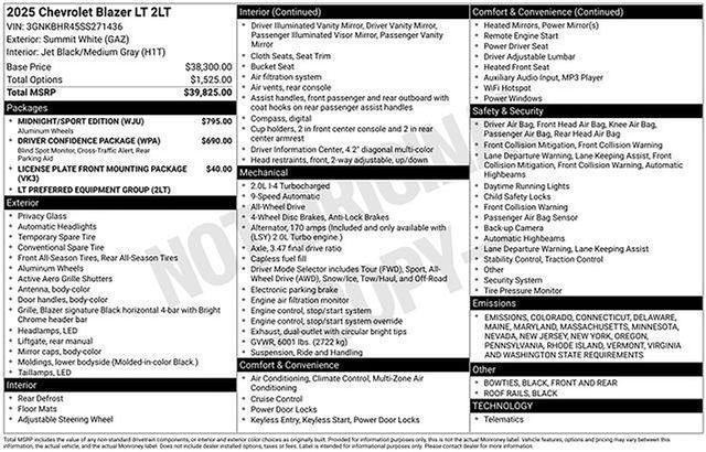 new 2025 Chevrolet Blazer car, priced at $38,000