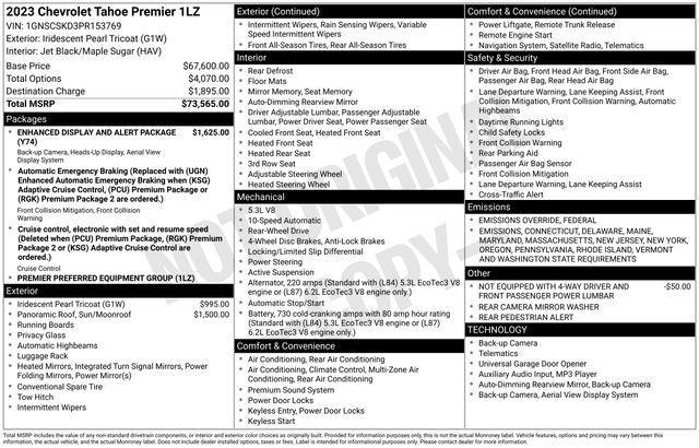 used 2023 Chevrolet Tahoe car, priced at $54,500