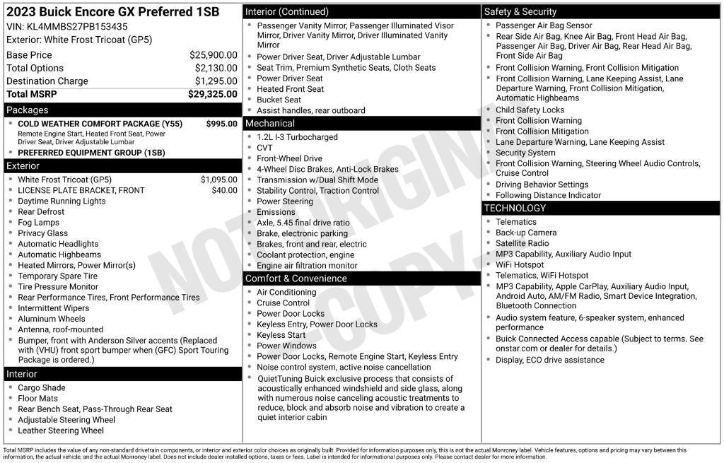 used 2023 Buick Encore GX car, priced at $22,223