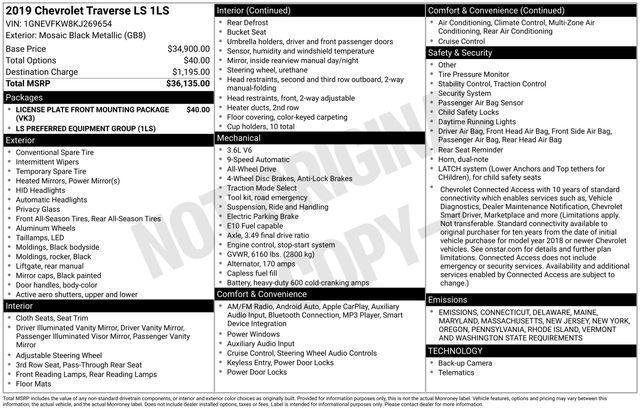 used 2019 Chevrolet Traverse car, priced at $18,981