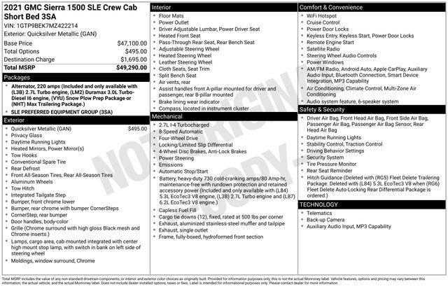 used 2021 GMC Sierra 1500 car, priced at $29,500