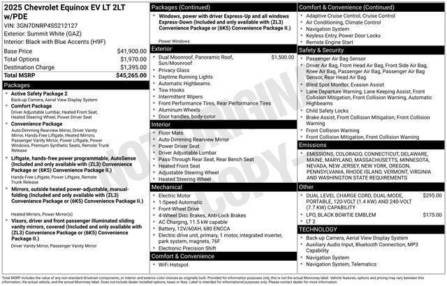 new 2025 Chevrolet Equinox EV car, priced at $39,468