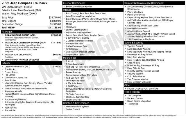 used 2022 Jeep Compass car, priced at $21,110