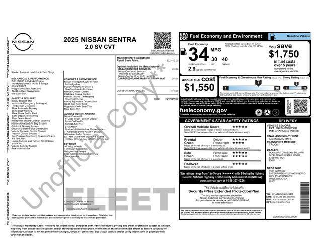 used 2025 Nissan Sentra car, priced at $20,600