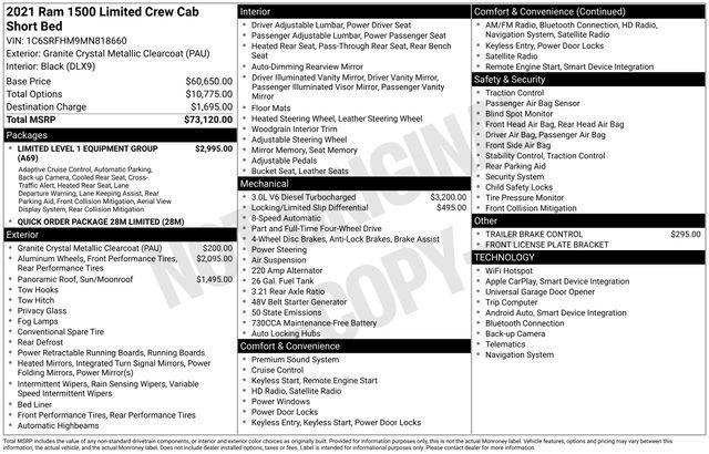 used 2021 Ram 1500 car, priced at $36,786