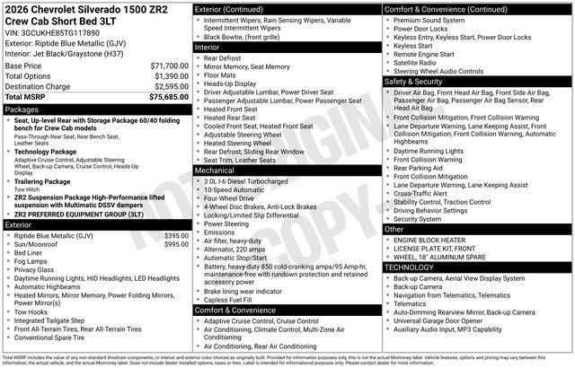 new 2026 Chevrolet Silverado 1500 car, priced at $68,120