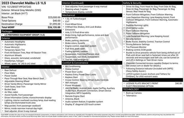 used 2023 Chevrolet Malibu car, priced at $17,519