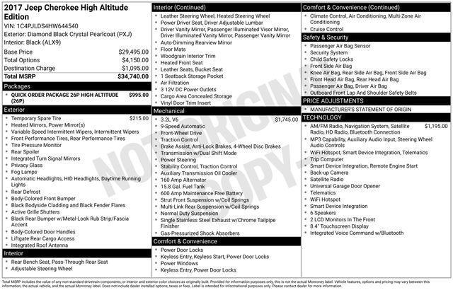 used 2017 Jeep Cherokee car, priced at $11,500