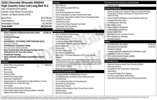 new 2026 Chevrolet Silverado 3500 car, priced at $90,860