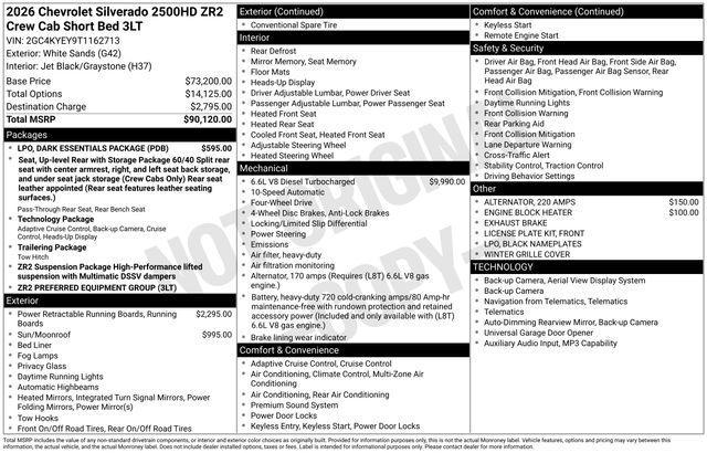 new 2026 Chevrolet Silverado 2500 car, priced at $89,369