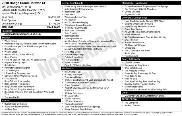 used 2018 Dodge Grand Caravan car, priced at $14,130