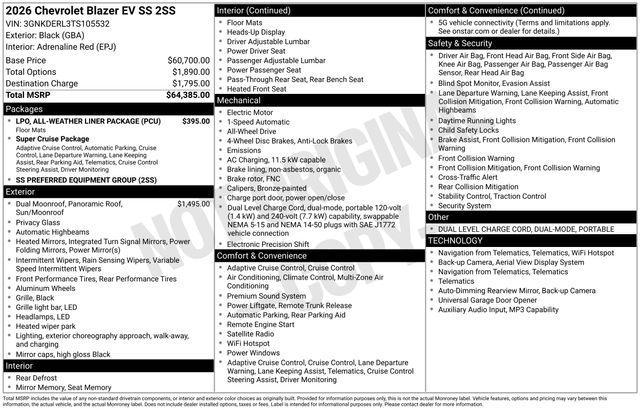 new 2026 Chevrolet Blazer EV car, priced at $61,123