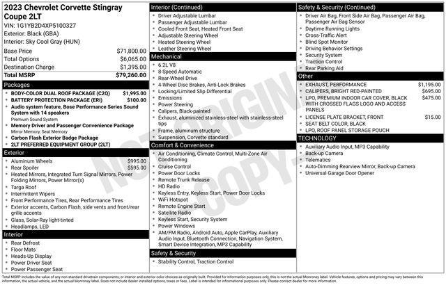 used 2023 Chevrolet Corvette car, priced at $63,793