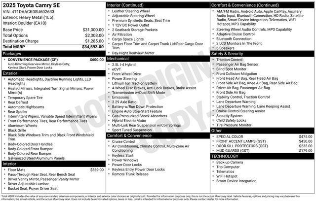used 2025 Toyota Camry car, priced at $29,328