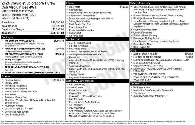 new 2026 Chevrolet Colorado car, priced at $37,953