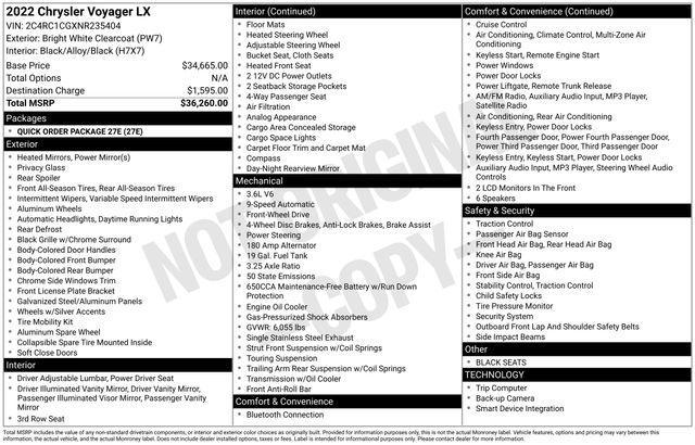 used 2022 Chrysler Voyager car, priced at $21,581