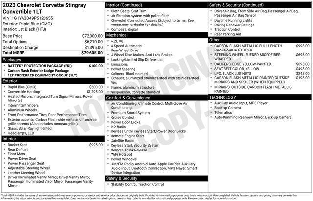 used 2023 Chevrolet Corvette car, priced at $66,675