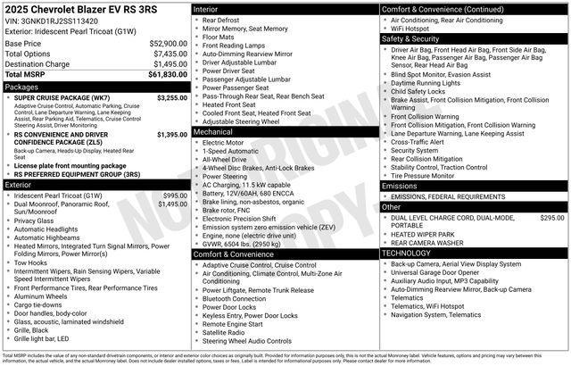 new 2025 Chevrolet Blazer EV car, priced at $55,067