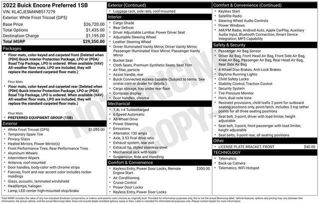 used 2022 Buick Encore car, priced at $18,346