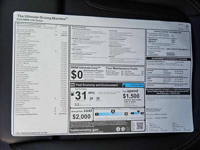 new 2026 BMW 330 car, priced at $53,040