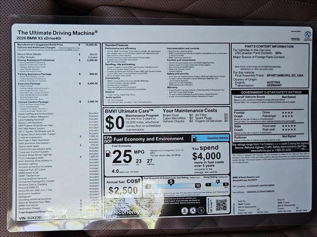 new 2026 BMW X5 car, priced at $84,025