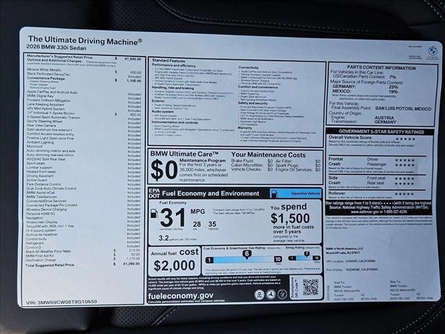 new 2026 BMW 330 car, priced at $51,290