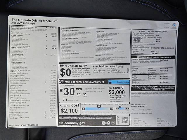 new 2026 BMW 230 car, priced at $53,730