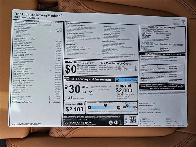 new 2026 BMW 230 car, priced at $47,680
