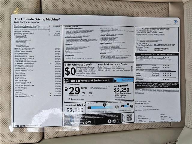 new 2026 BMW X3 car, priced at $57,350