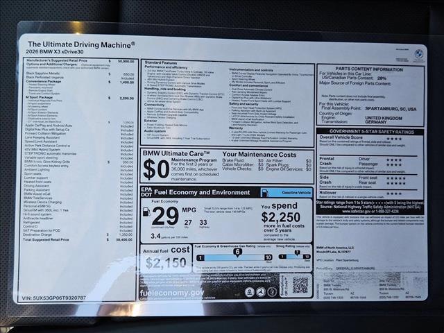 new 2026 BMW X3 car, priced at $58,400