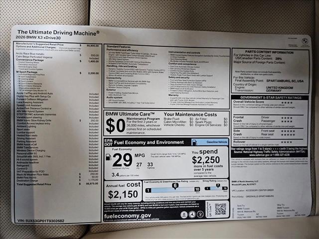 new 2026 BMW X3 car, priced at $56,975