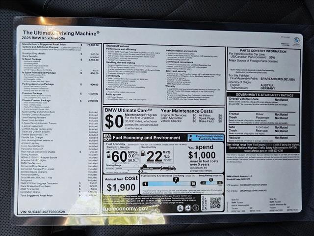 new 2026 BMW X5 PHEV car, priced at $88,474