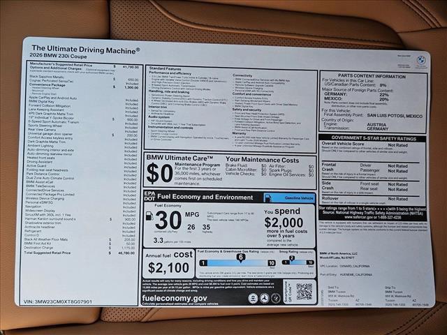 new 2026 BMW 230 car, priced at $46,780