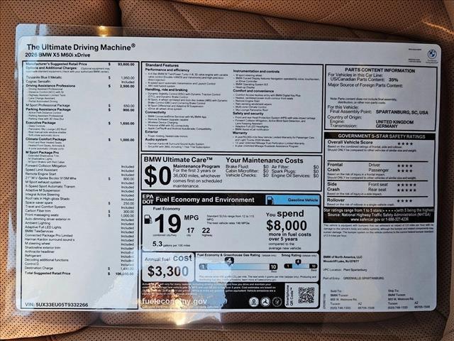 new 2026 BMW X5 car, priced at $106,050