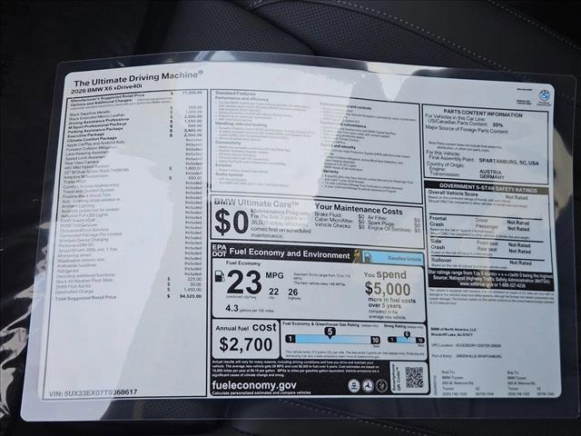 new 2026 BMW X6 car, priced at $94,525