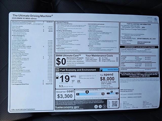 new 2026 BMW X5 car, priced at $100,075
