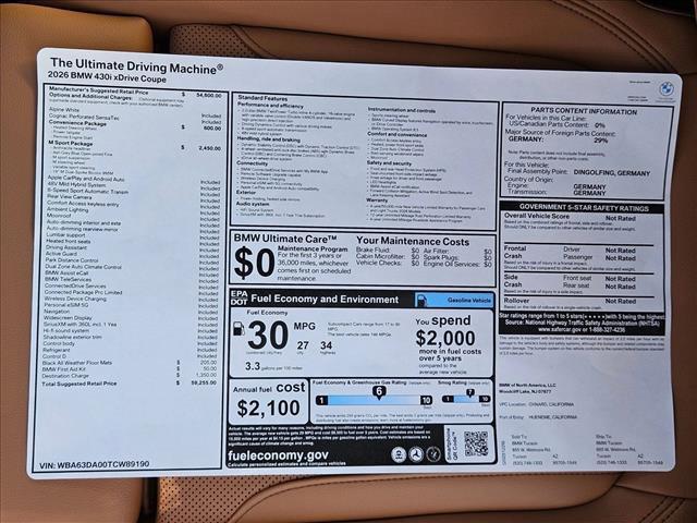 new 2026 BMW 430 car, priced at $59,255