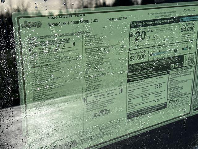 new 2026 Jeep Wrangler car, priced at $47,490