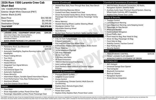 new 2026 Ram 1500 car, priced at $69,170