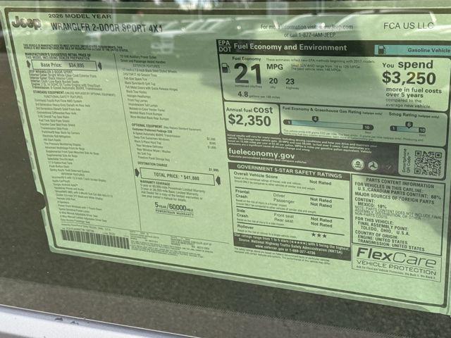 new 2026 Jeep Wrangler car, priced at $41,880