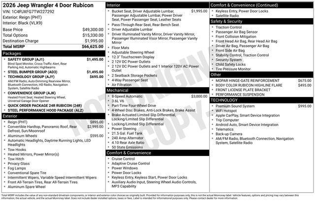 new 2026 Jeep Wrangler car, priced at $66,625