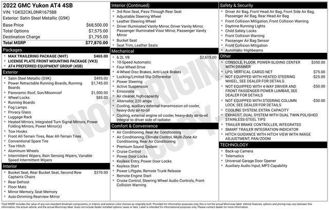 used 2022 GMC Yukon car, priced at $53,330