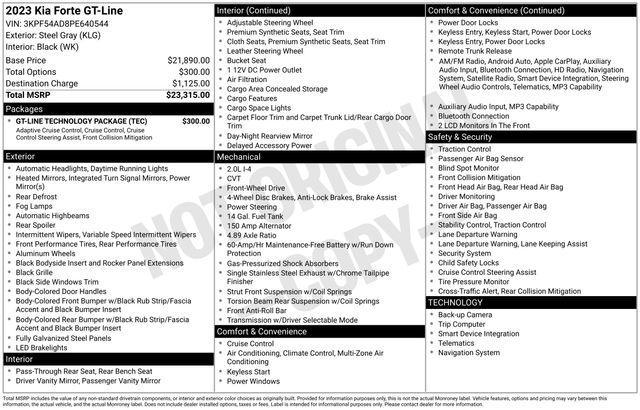 used 2023 Kia Forte car, priced at $19,620