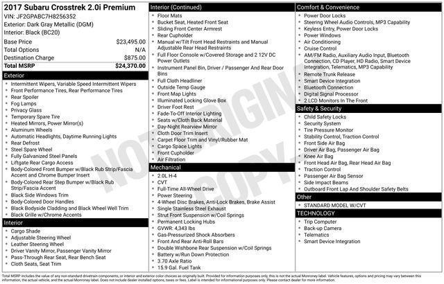 used 2017 Subaru Crosstrek car, priced at $13,531