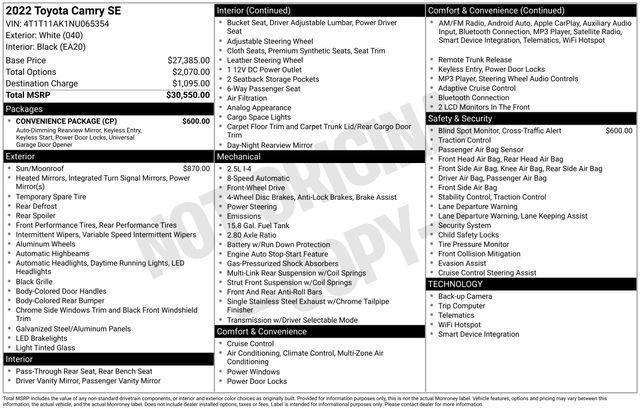 used 2022 Toyota Camry car, priced at $24,880