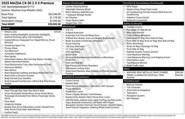 used 2025 Mazda CX-30 car, priced at $31,850