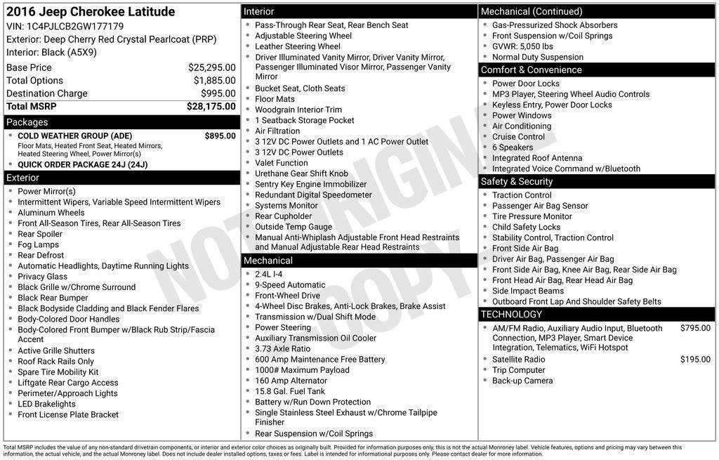 used 2016 Jeep Cherokee car, priced at $11,983