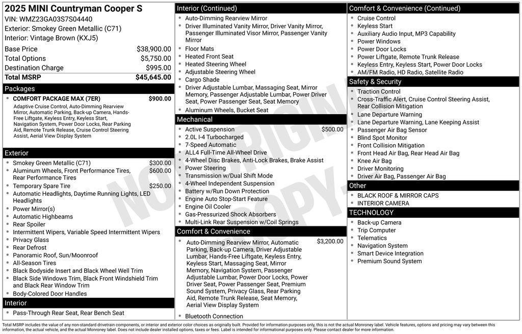 used 2025 MINI Countryman car, priced at $33,875