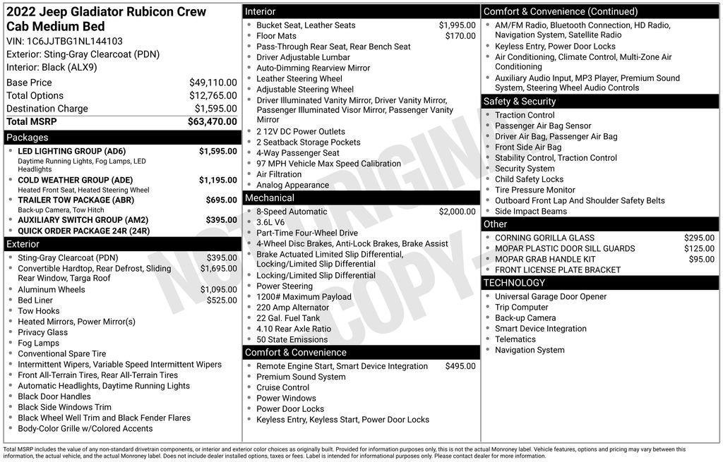 used 2022 Jeep Gladiator car, priced at $29,969