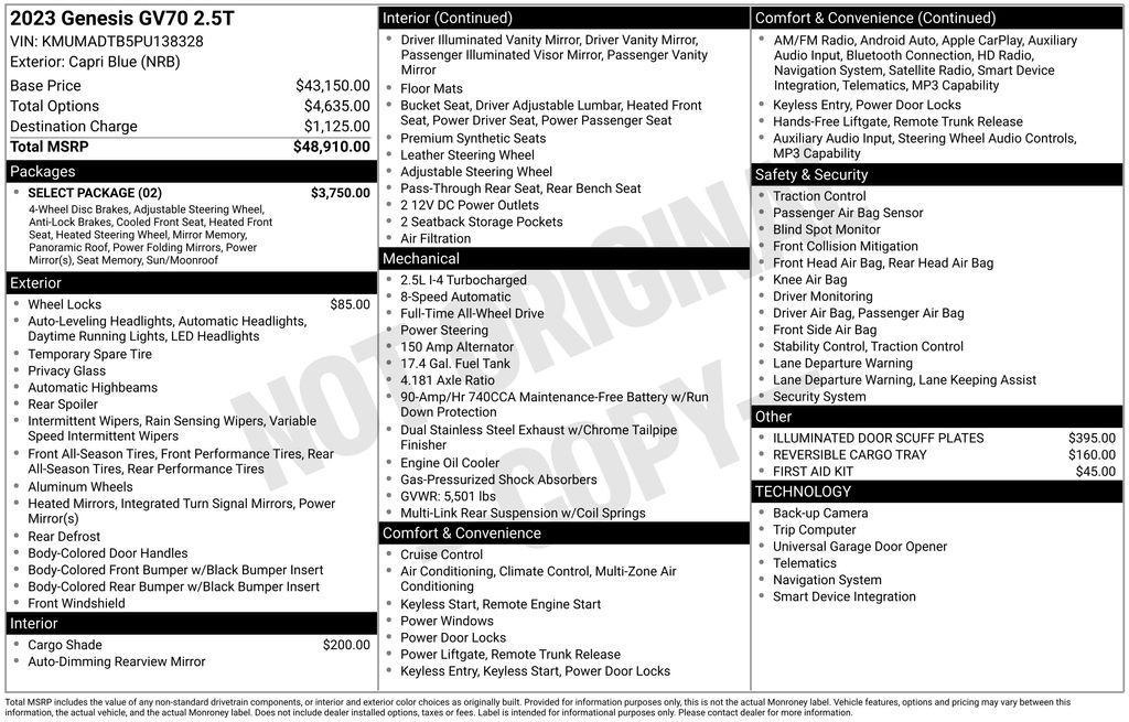 used 2023 Genesis GV70 car, priced at $33,451